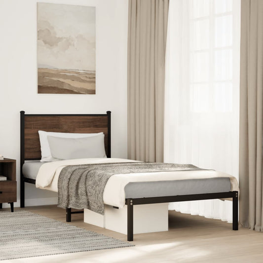 Metal Bed Frame without Mattress Brown Oak 80x200 cm