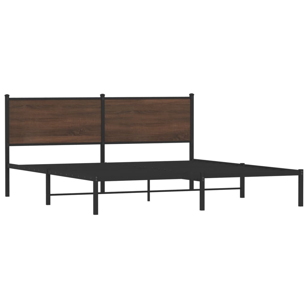 Metal Bed Frame without Mattress Brown Oak 160x200 cm