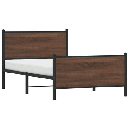 Metal Bed Frame without Mattress Brown Oak 100x190 cm