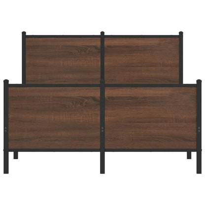 Metal Bed Frame without Mattress Brown Oak 137x190 cm
