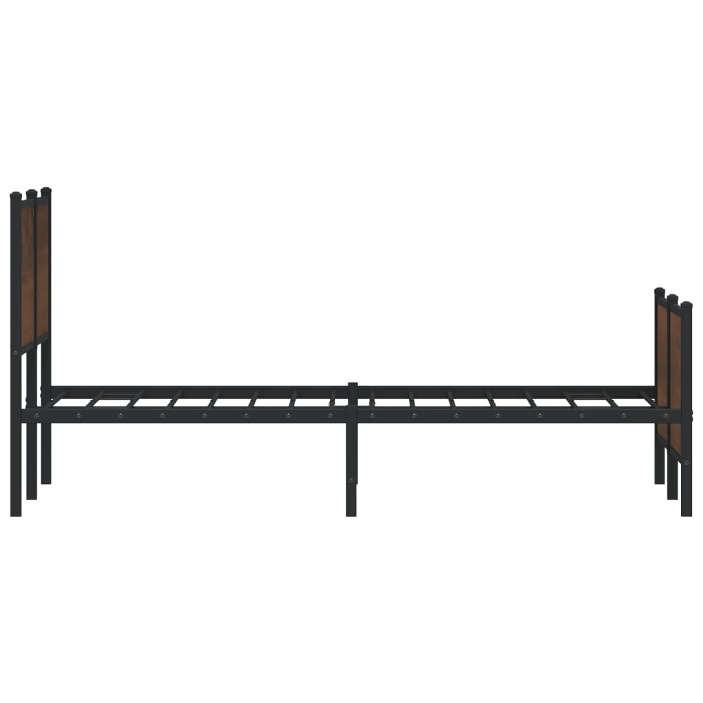 Metal Bed Frame without Mattress Brown Oak 137x190 cm