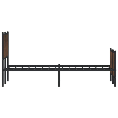Metal Bed Frame without Mattress Brown Oak 137x190 cm