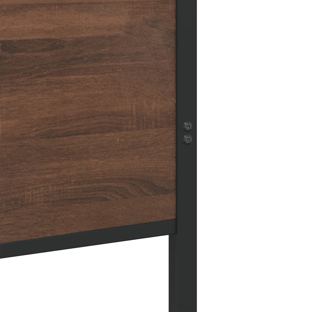 Metal Bed Frame without Mattress Brown Oak 137x190 cm
