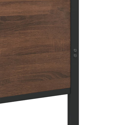 Metal Bed Frame without Mattress Brown Oak 137x190 cm