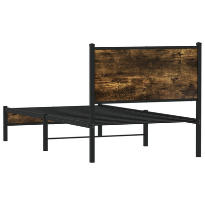 Metal Bed Frame without Mattress Smoked Oak 80x200 cm