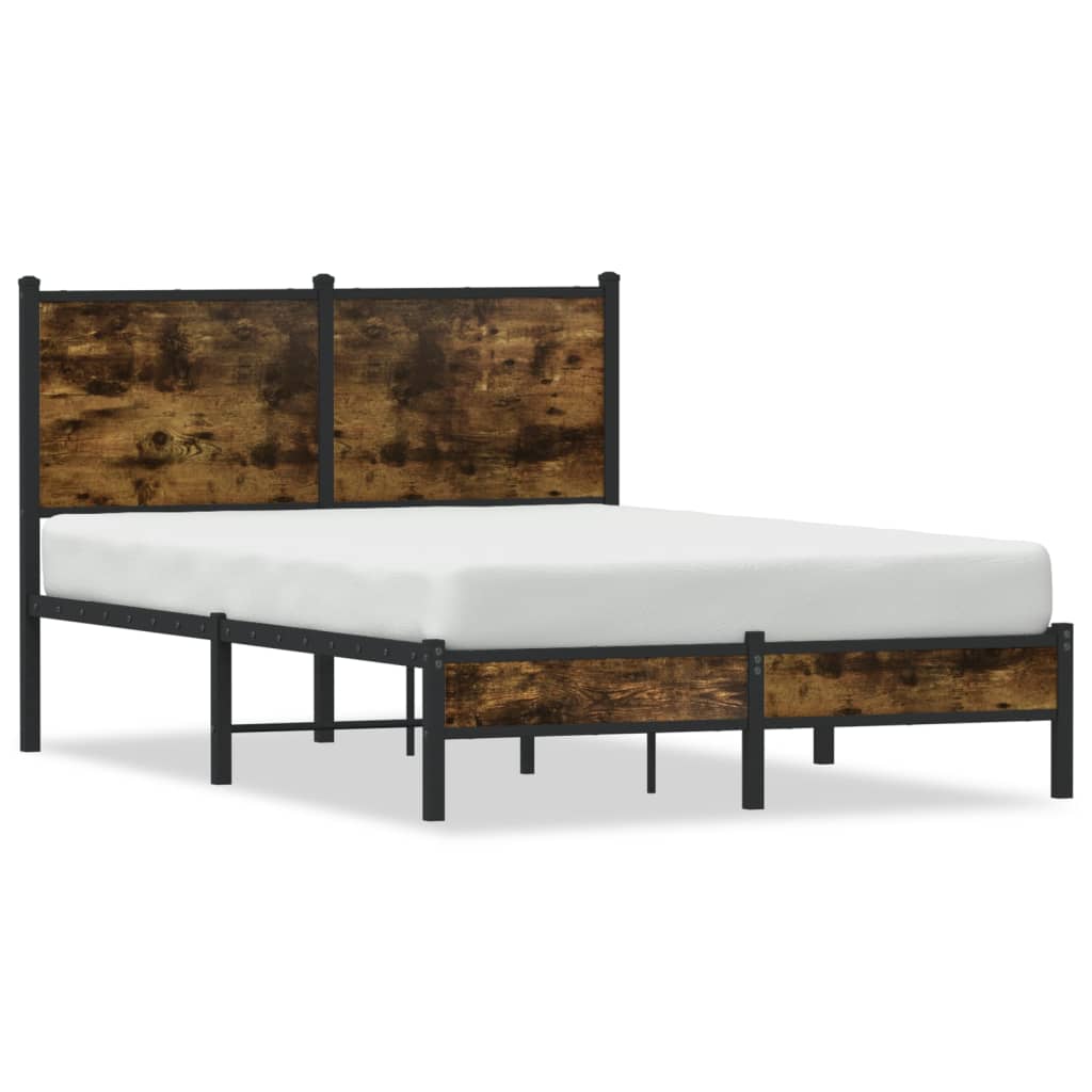 Metal Bed Frame without Mattress Smoked Oak 120x200 cm