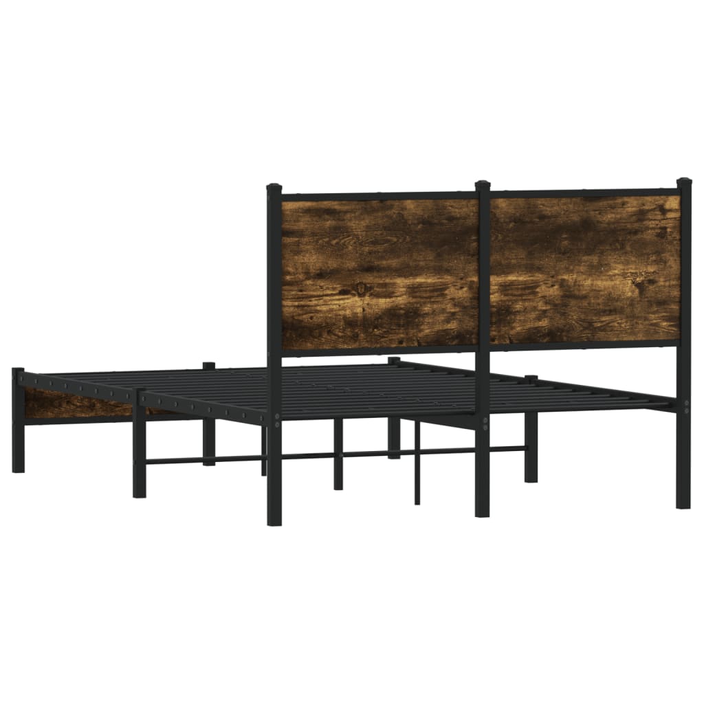 Metal Bed Frame without Mattress Smoked Oak 120x200 cm