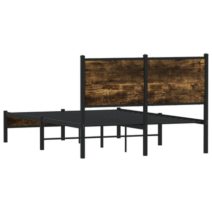 Metal Bed Frame without Mattress Smoked Oak 120x200 cm
