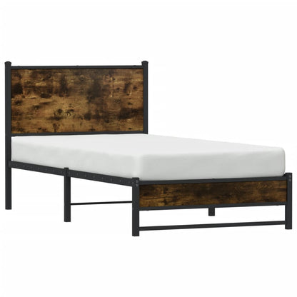 Metal Bed Frame without Mattress Smoked Oak 90x200 cm