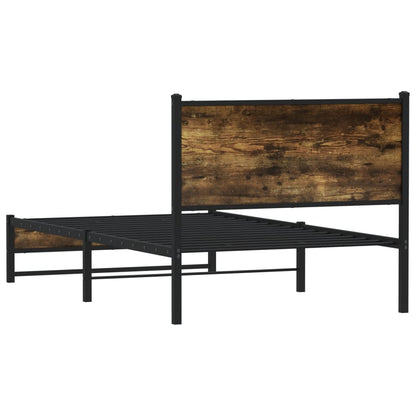 Metal Bed Frame without Mattress Smoked Oak 107x203 cm