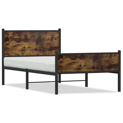 Metal Bed Frame without Mattress Smoked Oak 107x203 cm