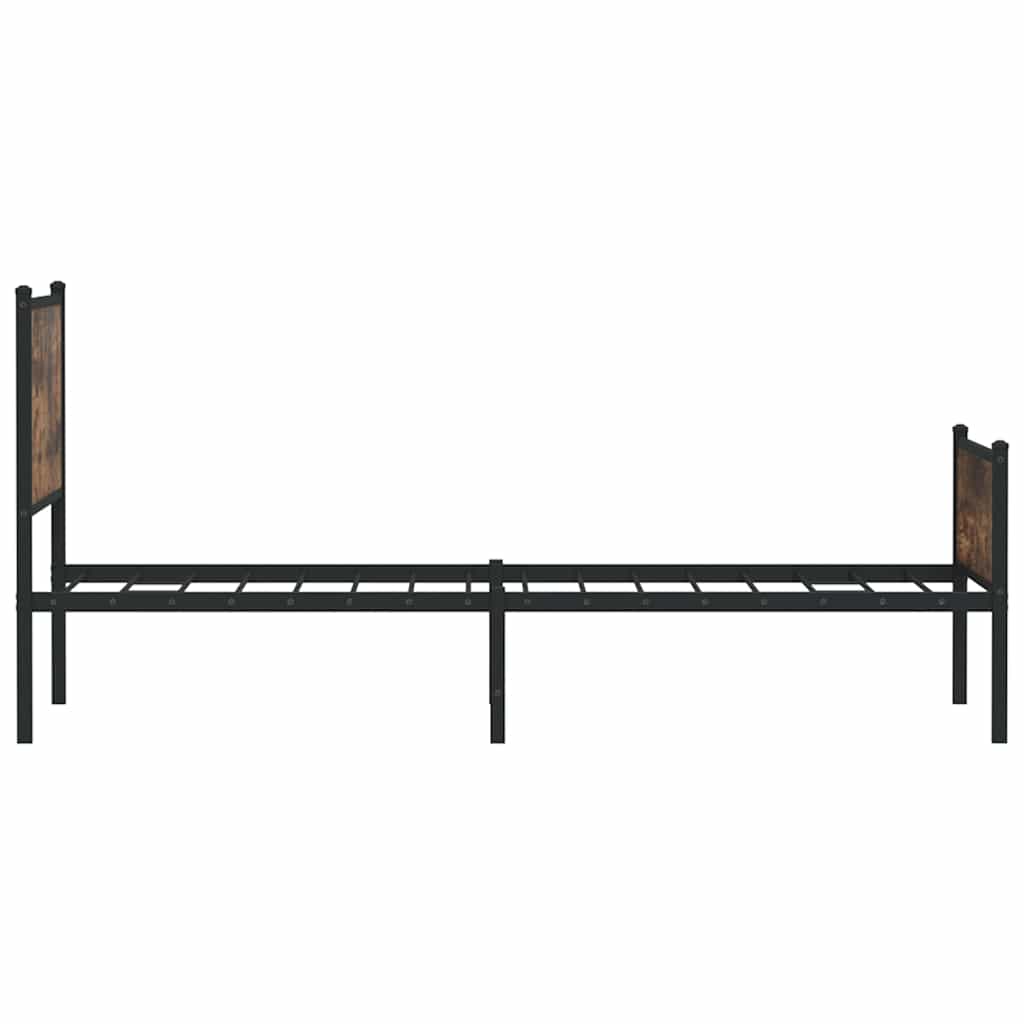 Metal Bed Frame without Mattress Smoked Oak 107x203 cm