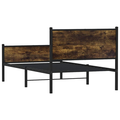 Metal Bed Frame without Mattress Smoked Oak 107x203 cm