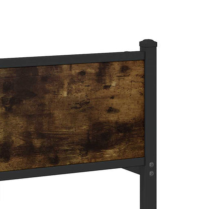 Metal Bed Frame without Mattress Smoked Oak 107x203 cm