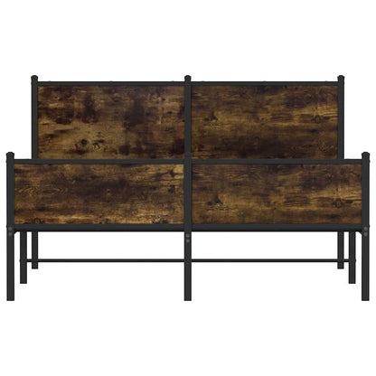 Metal Bed Frame without Mattress Smoked Oak 137x190 cm