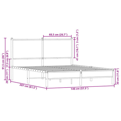 Metal Bed Frame without Mattress Sonoma Oak 140x200 cm