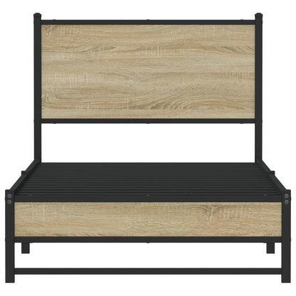 Metal Bed Frame without Mattress Sonoma Oak 75x190 cm Small Single