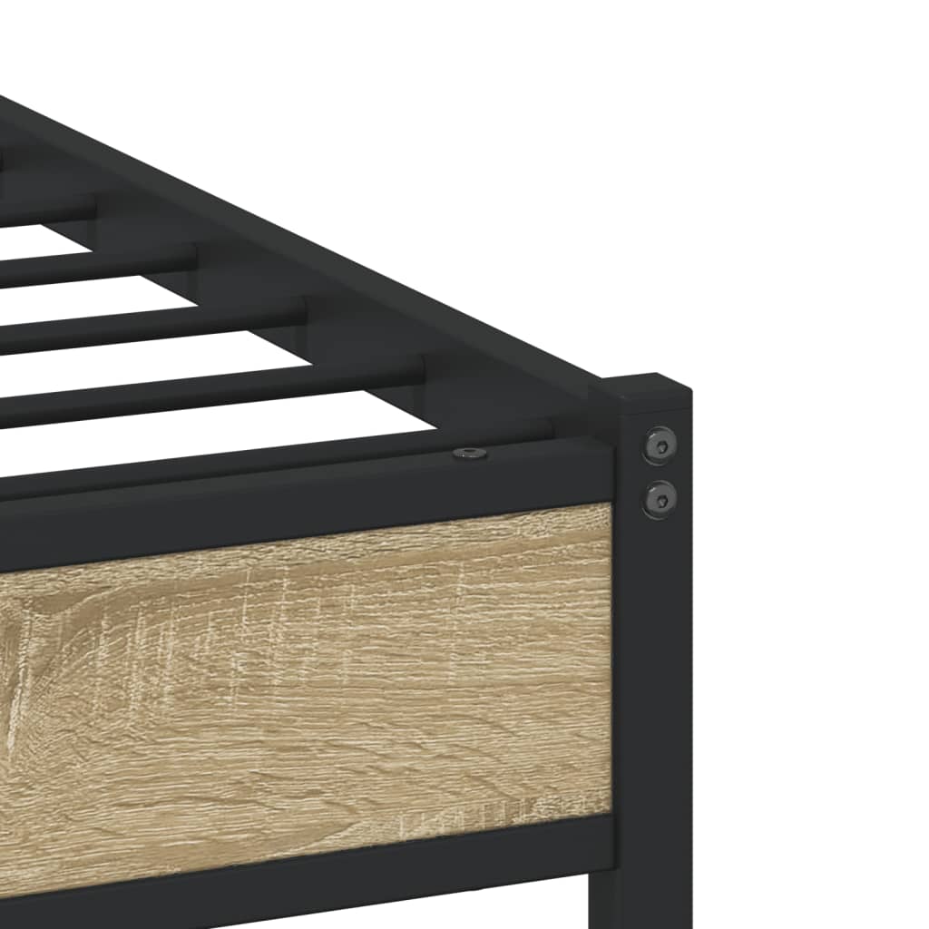 Metal Bed Frame without Mattress Sonoma Oak 75x190 cm Small Single