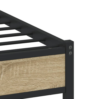 Metal Bed Frame without Mattress Sonoma Oak 75x190 cm Small Single