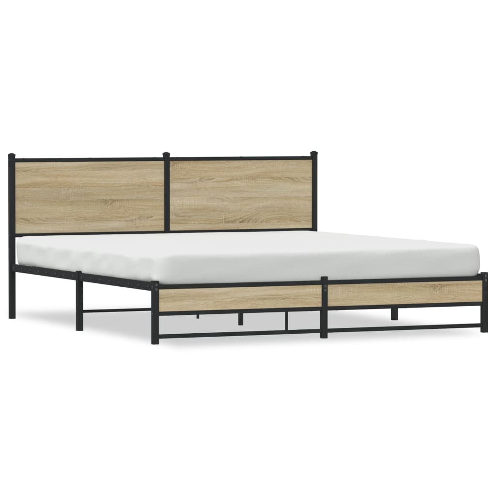 Metal Bed Frame without Mattress Sonoma Oak 160x200 cm