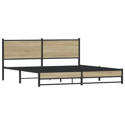 Metal Bed Frame without Mattress Sonoma Oak 160x200 cm