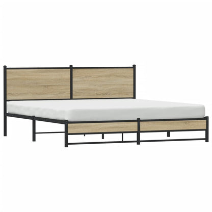 Metal Bed Frame without Mattress Sonoma Oak 160x200 cm