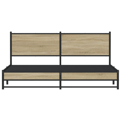 Metal Bed Frame without Mattress Sonoma Oak 160x200 cm