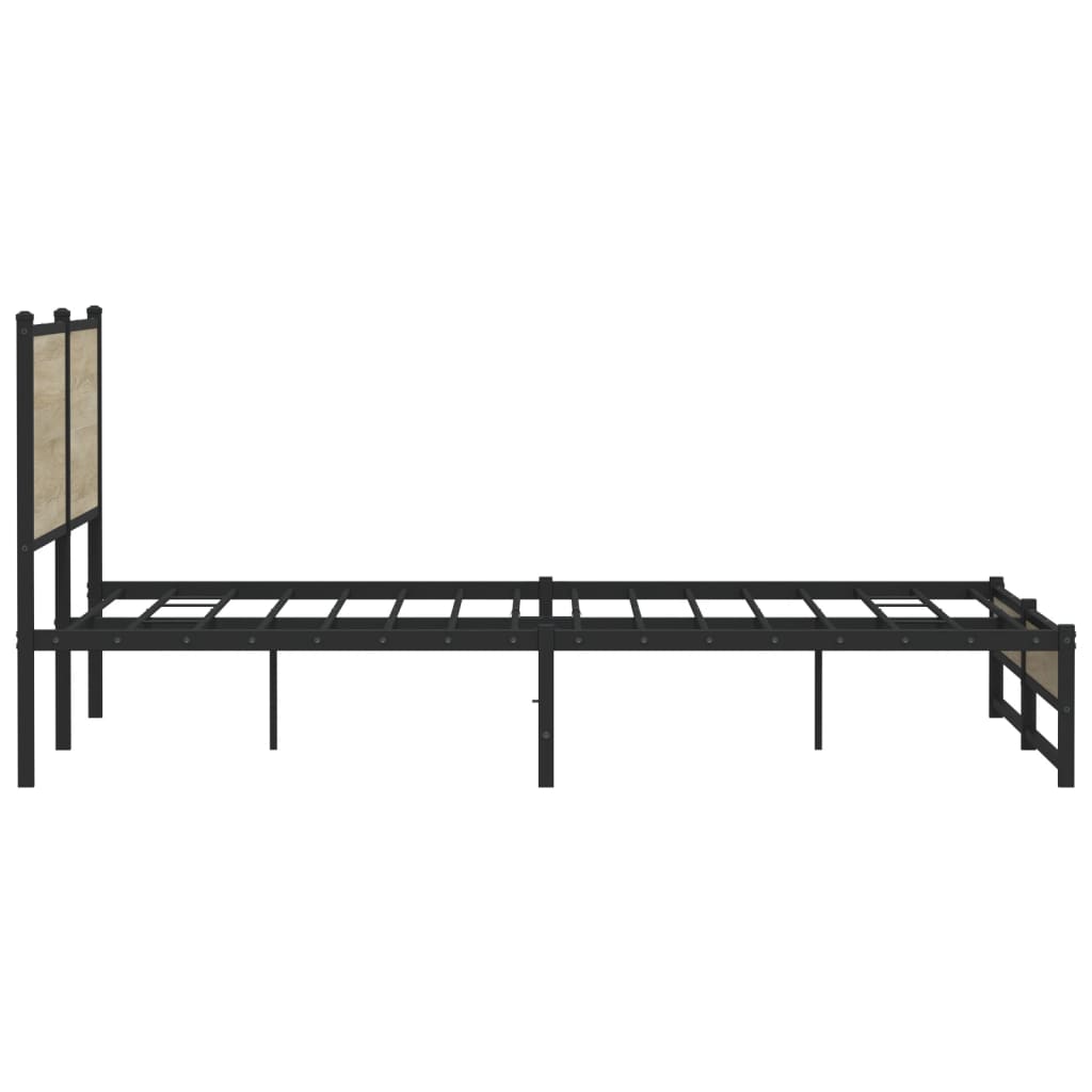 Metal Bed Frame without Mattress Sonoma Oak 160x200 cm
