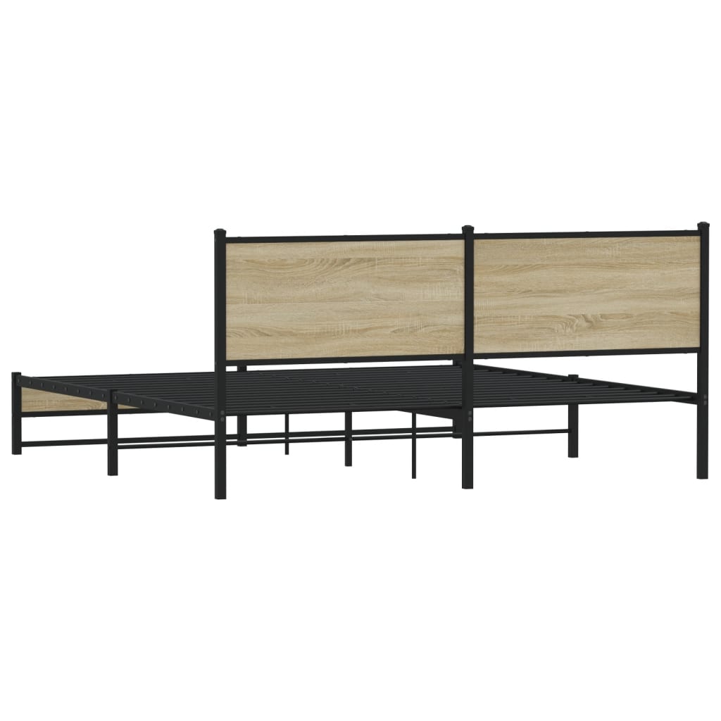 Metal Bed Frame without Mattress Sonoma Oak 160x200 cm