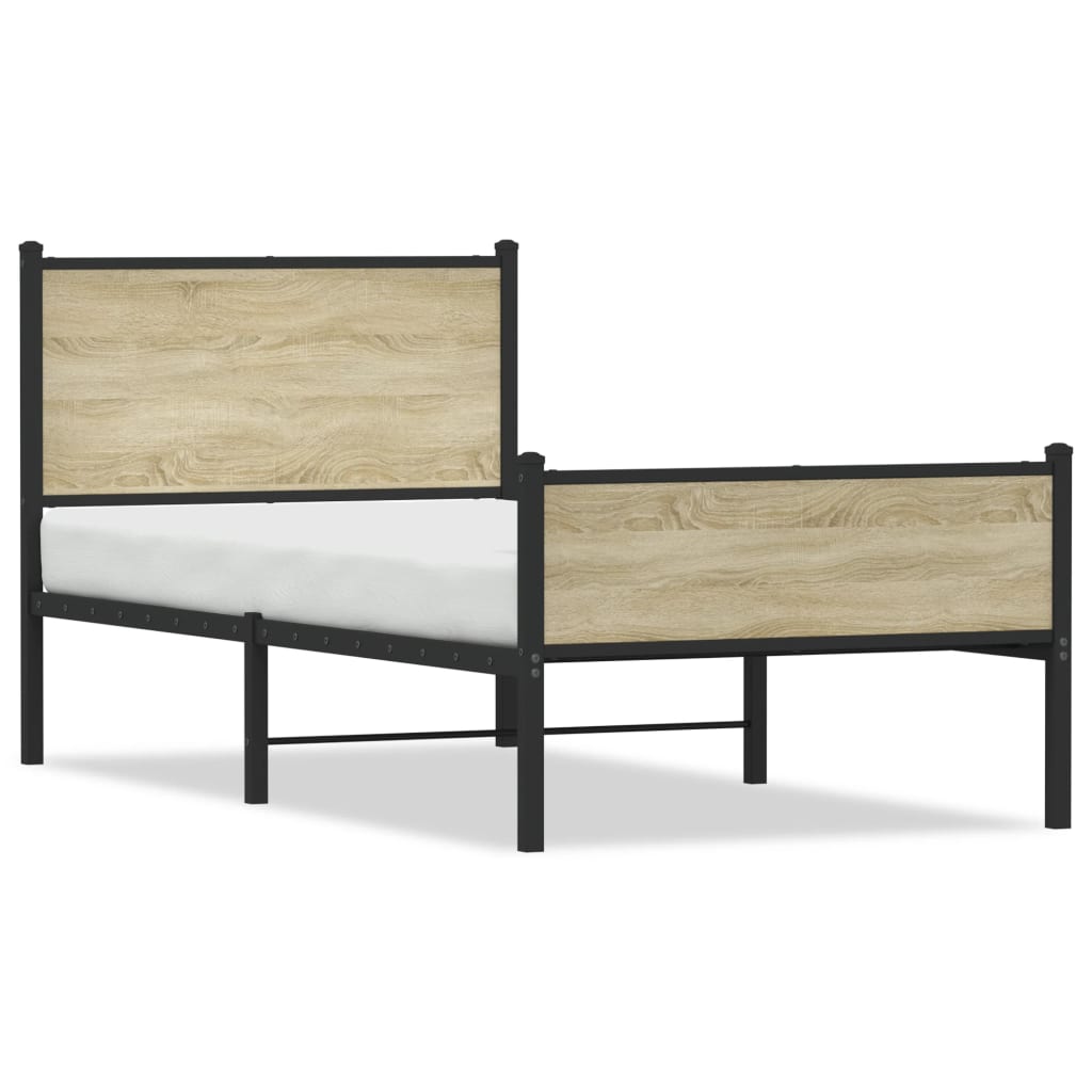 Metal Bed Frame without Mattress Sonoma Oak 80x200 cm