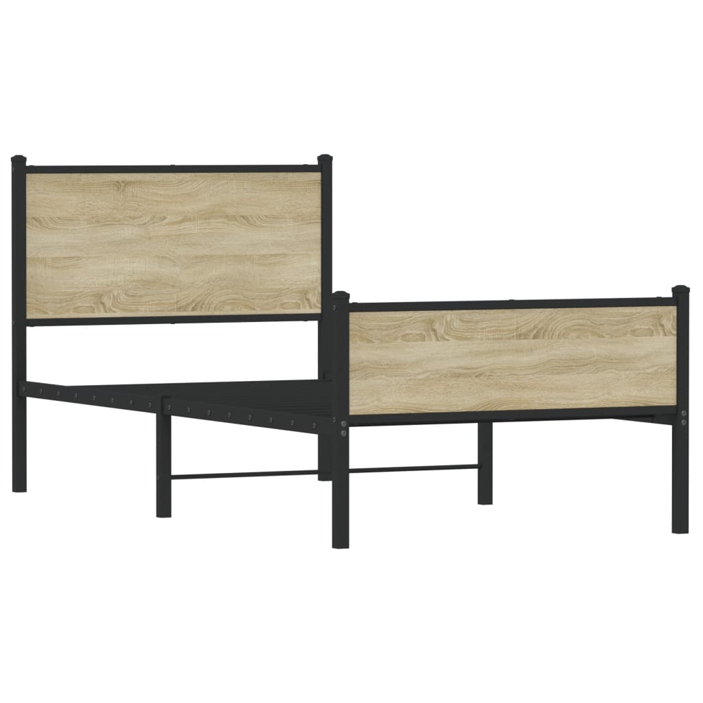 Metal Bed Frame without Mattress Sonoma Oak 80x200 cm