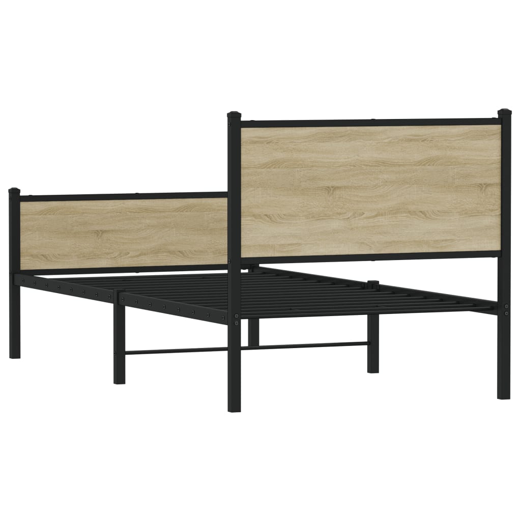 Metal Bed Frame without Mattress Sonoma Oak 80x200 cm