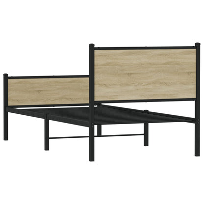 Metal Bed Frame without Mattress Sonoma Oak 80x200 cm