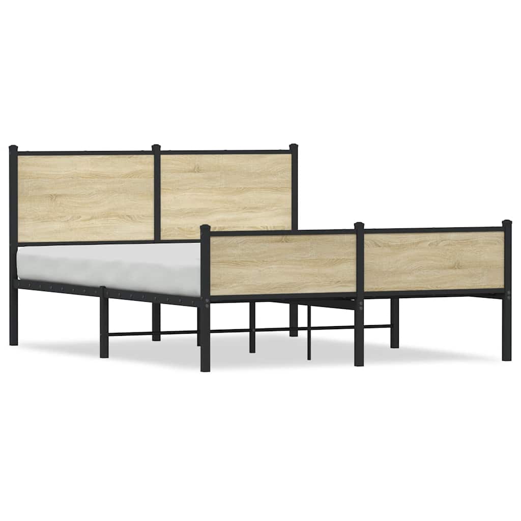 Metal Bed Frame without Mattress Sonoma Oak 137x190 cm
