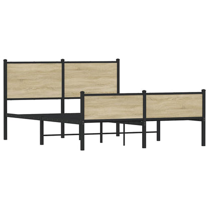 Metal Bed Frame without Mattress Sonoma Oak 140x190 cm