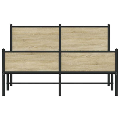 Metal Bed Frame without Mattress Sonoma Oak 140x190 cm