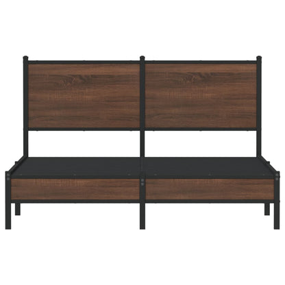 Metal Bed Frame without Mattress Brown Oak 150x200 cm King Size