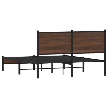 Metal Bed Frame without Mattress Brown Oak 150x200 cm King Size