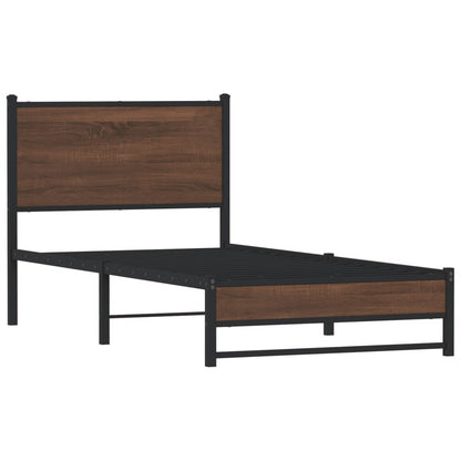Metal Bed Frame without Mattress Brown Oak 80x200 cm