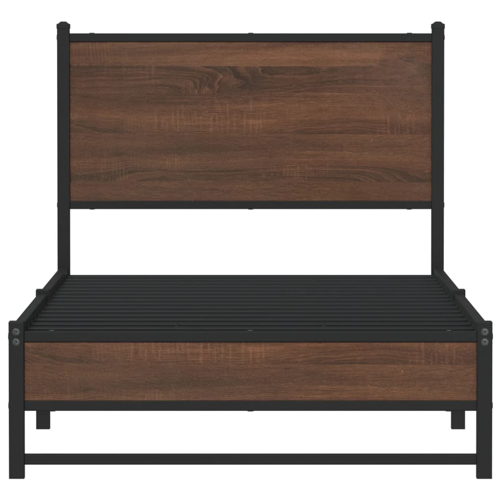 Metal Bed Frame without Mattress Brown Oak 80x200 cm