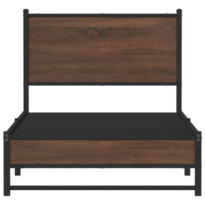 Metal Bed Frame without Mattress Brown Oak 80x200 cm