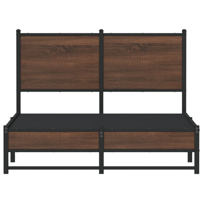 Metal Bed Frame without Mattress Brown Oak 120x190 cm Small Double