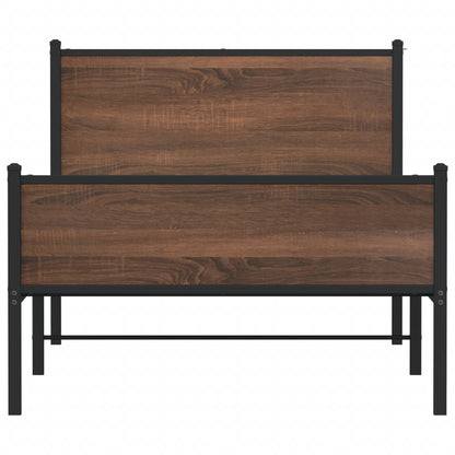 Metal Bed Frame without Mattress Brown Oak 107x203 cm