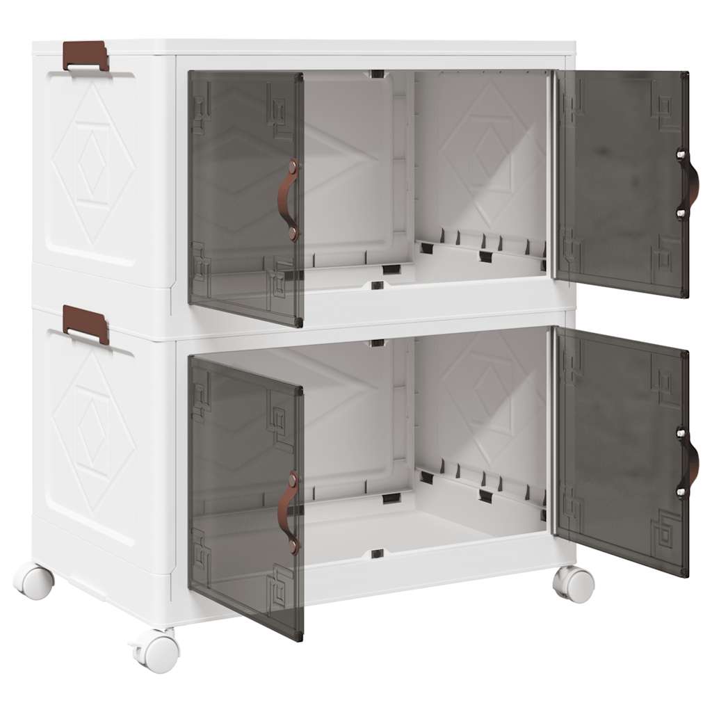 Stackable Storage Box with Wheels 2-Tier 75 L 64x40x76 cm