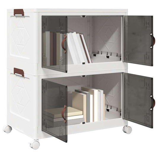 Stackable Storage Box with Wheels 2-Tier 75 L 64x40x76 cm