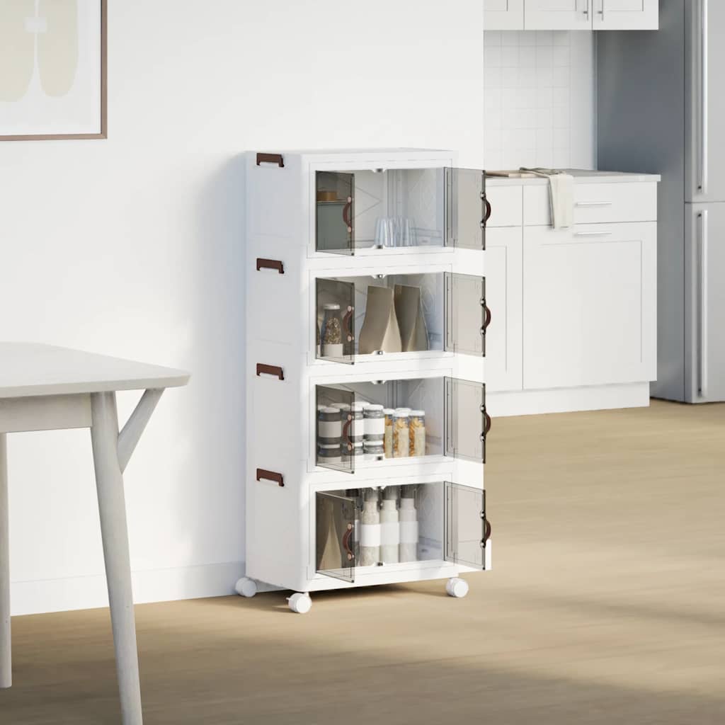 Stackable Storage Box with Wheels 4-Tier 28 L 48x29.5x112.5 cm