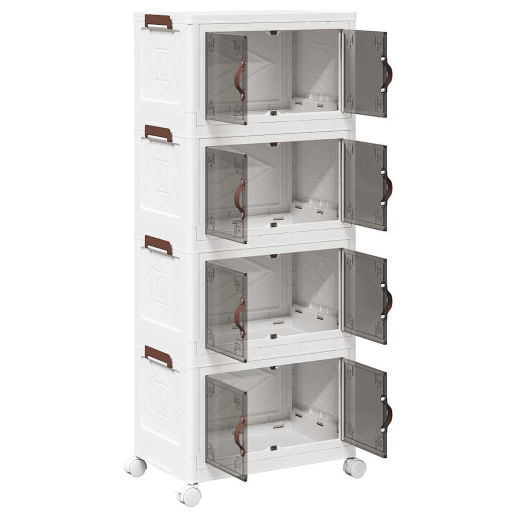 Stackable Storage Box with Wheels 4-Tier 28 L 48x29.5x112.5 cm