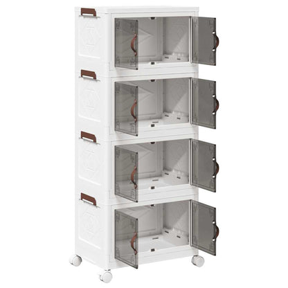 Stackable Storage Box with Wheels 4-Tier 28 L 48x29.5x112.5 cm
