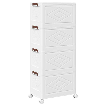 Stackable Storage Box with Wheels 4-Tier 28 L 48x29.5x112.5 cm