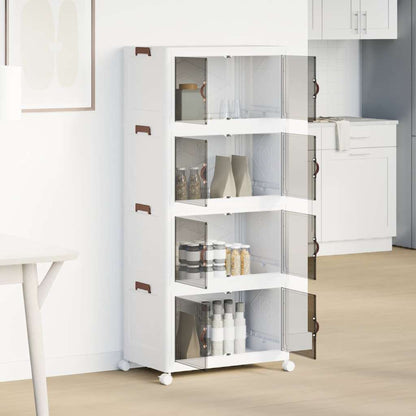 Stackable Storage Box with Wheels 4-Tier 75 L 64x40x141.5 cm